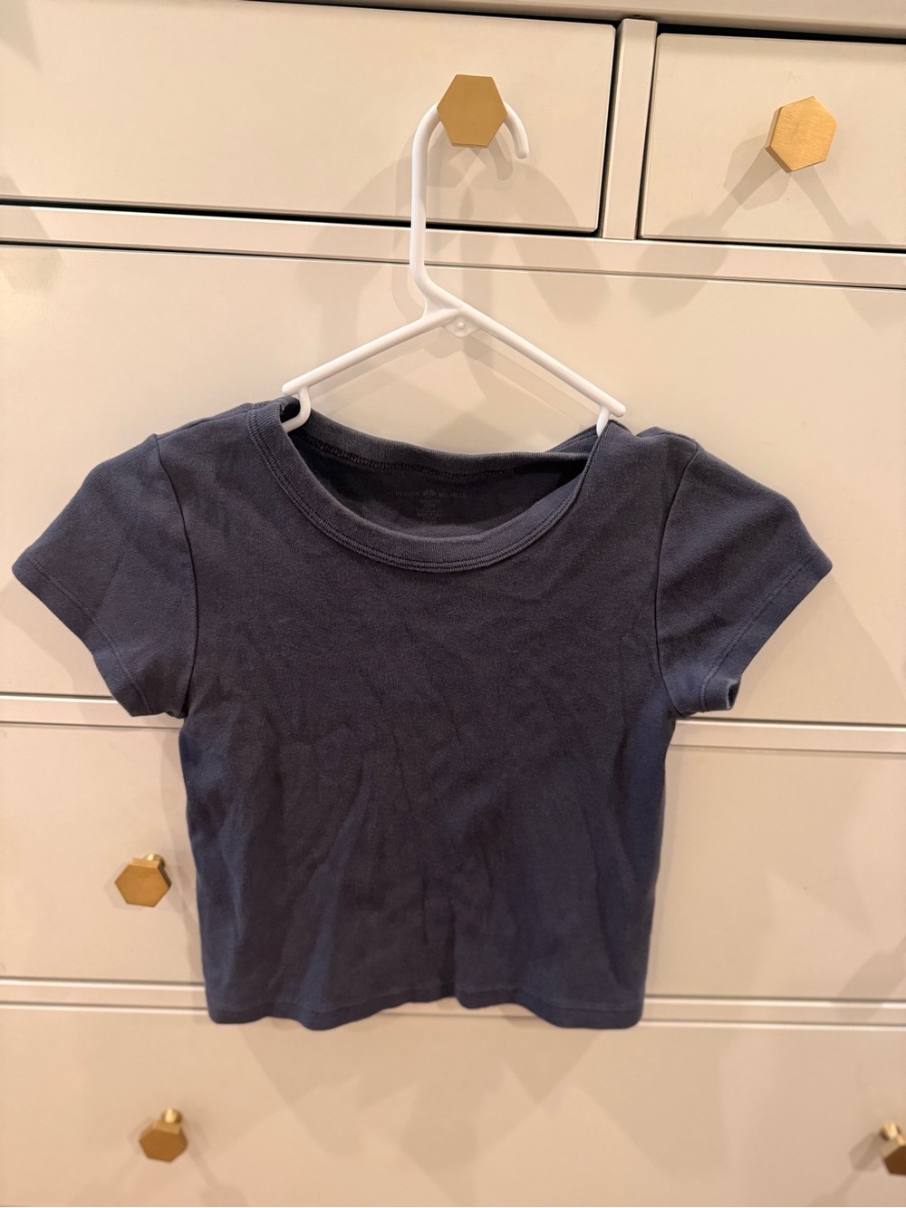 Brandy Melville Navy Short Sleeve Crop Tee